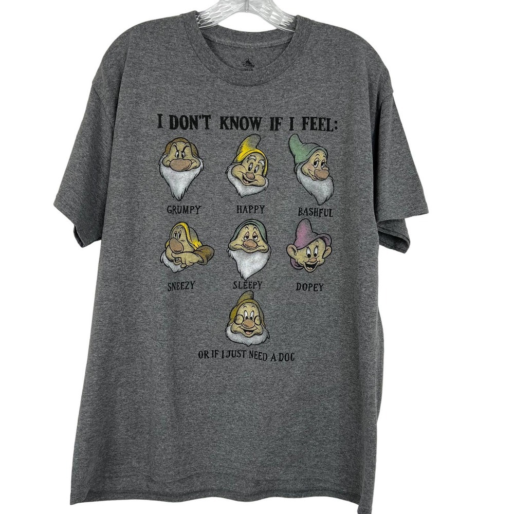 Disney Men/Women Top Snow White-The Seven Dwarfs Multicolor-Gray T-Shirt Size L